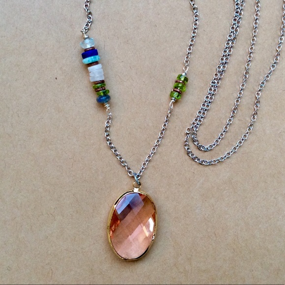 Handcrafted Sundance charm Silver Multi Gemstones Necklace 30”L new - Picture 4 of 16